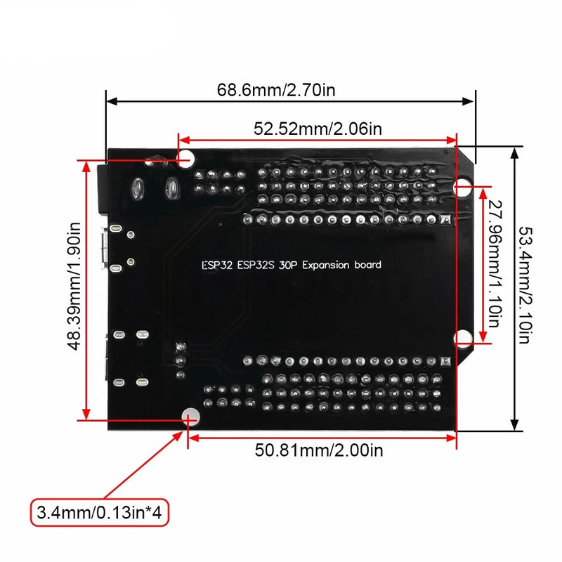Tekniske specifikationer af ESP32 udvidelsesboard
