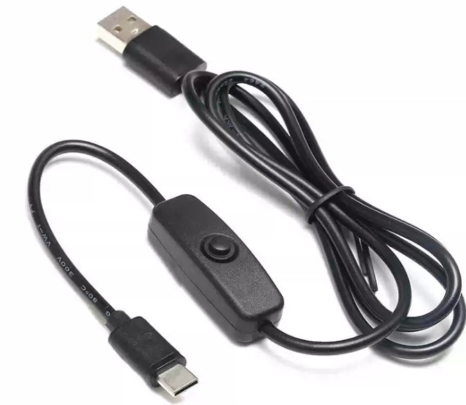 USB-C-kabel med på/av-knapp för Raspberry Pi 4