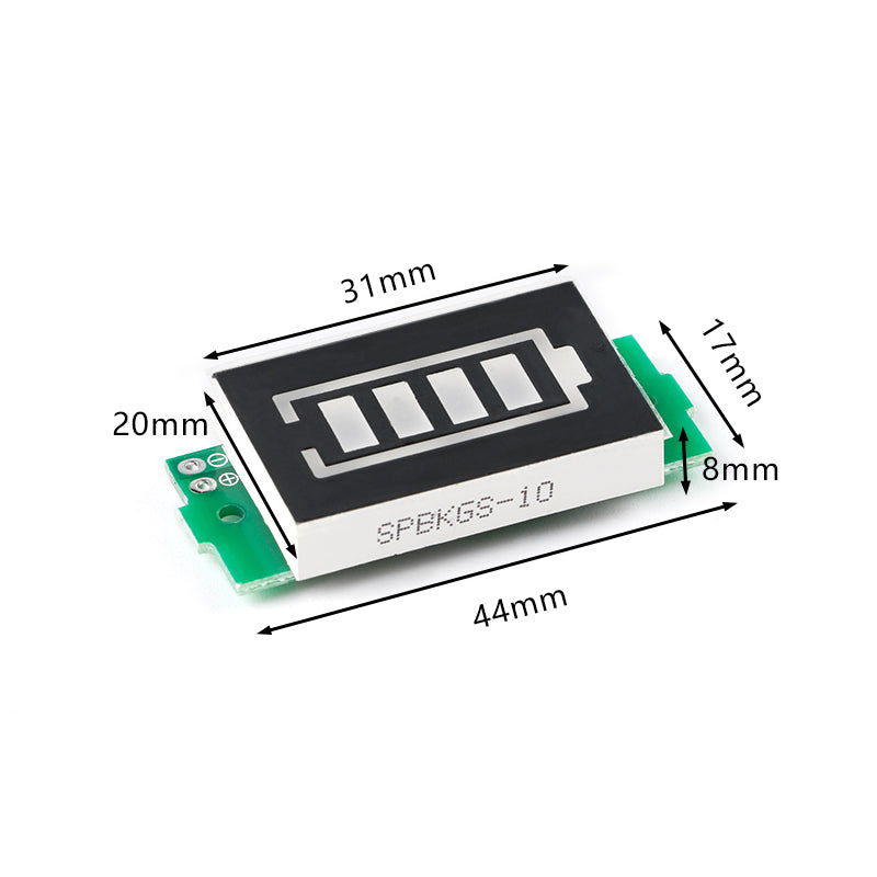 Størrelse af et 1-8S Lithium Batteri Power Display Modul
