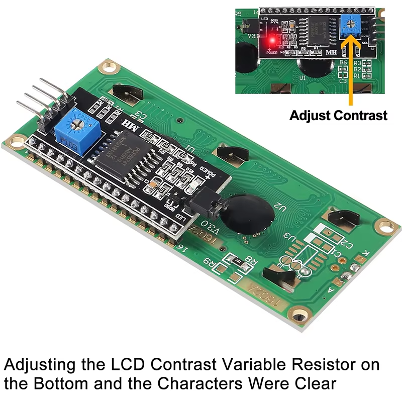 LCD-display 2x16 tecken med I2C-kontroll