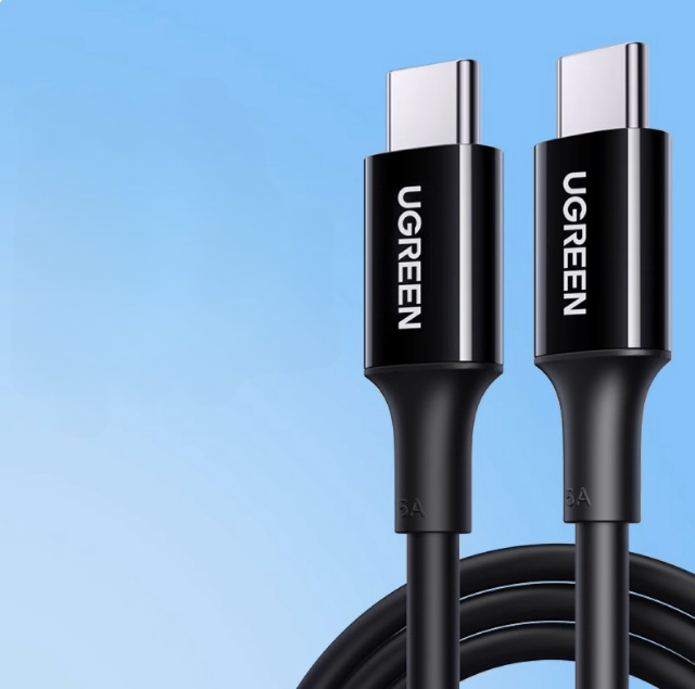 UGREEN USB-C till USB-C PD Kabel 100W Silikon Svart – 1 meter