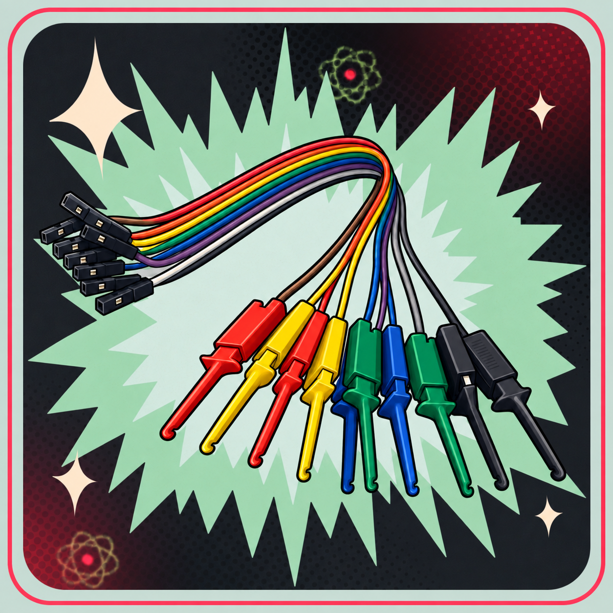 Image of 10Pin 20cm DuPont Head Test Hook Line – eBits retroillustration