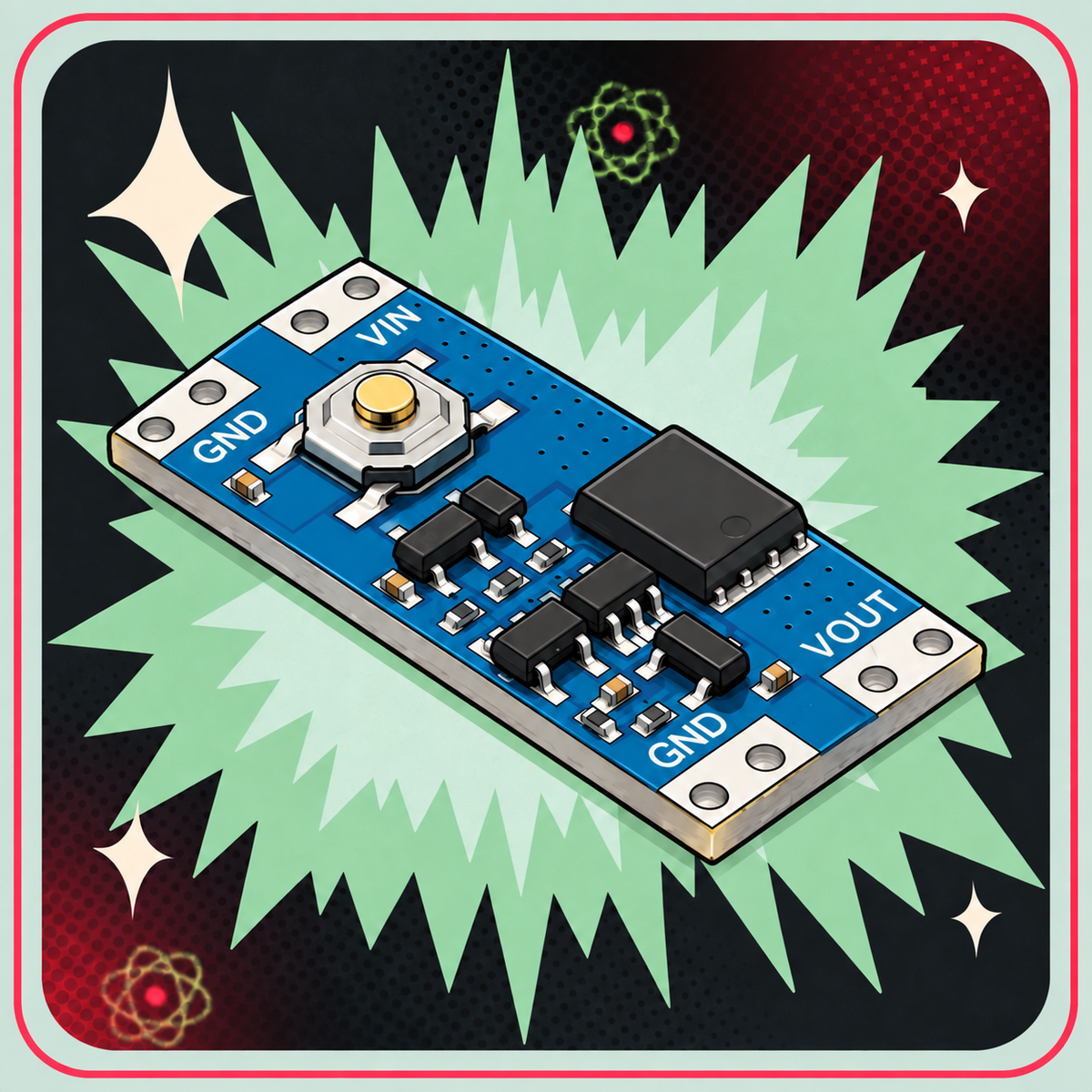 XL-10AH Bredspændings Switch Modul – eBits retroillustration