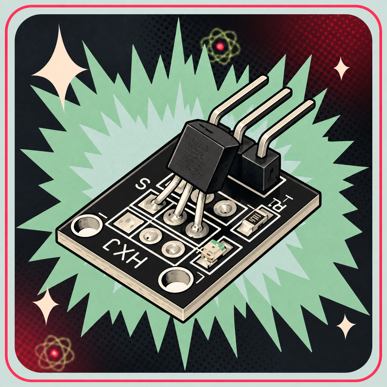 Image of KY-001 Digital temperatur sensor DS18B20 – eBits retroillustration