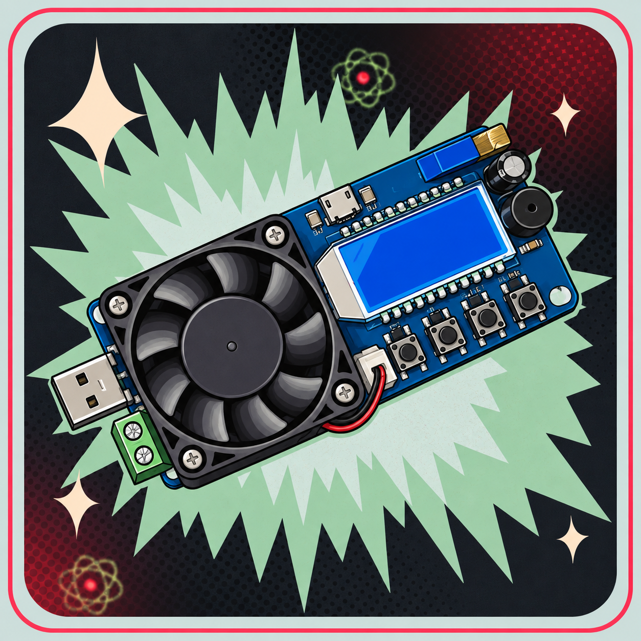 Image of Elektronisk belastning og batterikapacitet tester – eBits retroillustration