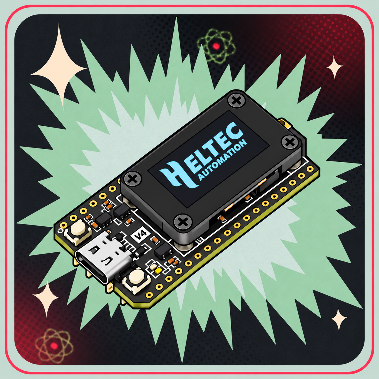 Heltec WiFi LoRa 32 V4 – 868 MHz med OLED – cartoon thumbnail
