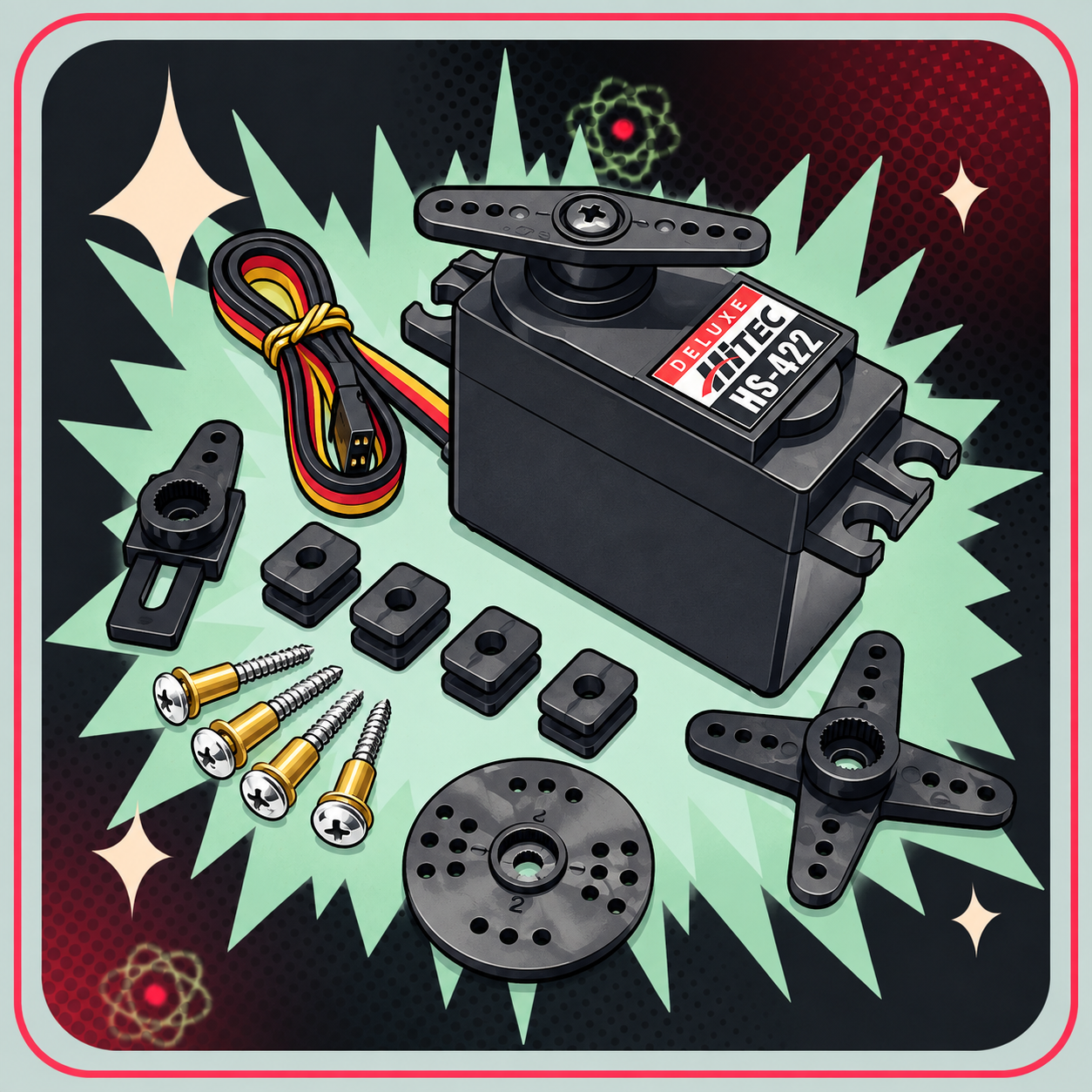 Hitec HS-422 Servo – eBits retroillustration