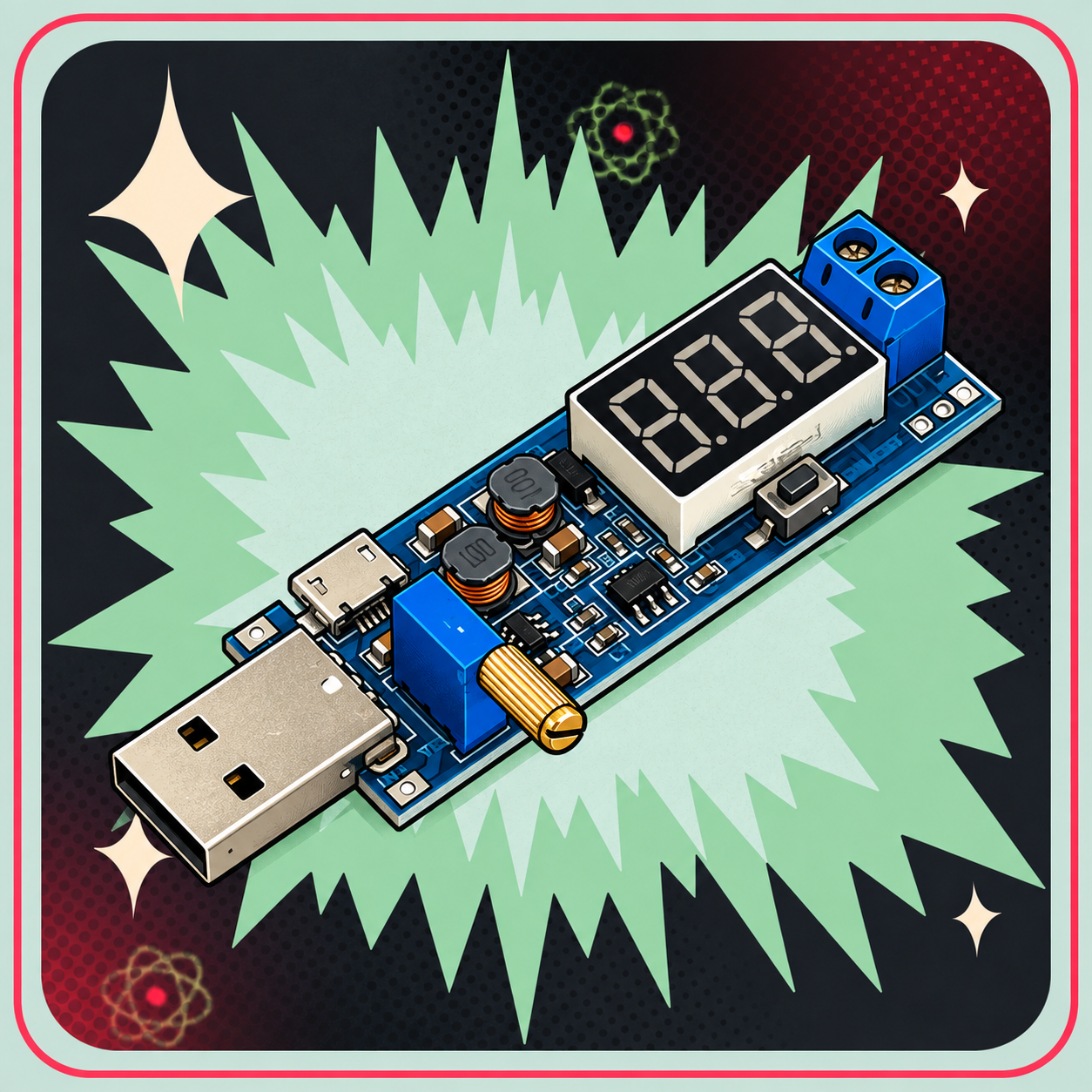 Image of HW-132 DC-DC USB Strømforsyning/Step-up Power Supply Module – eBits retroillustration