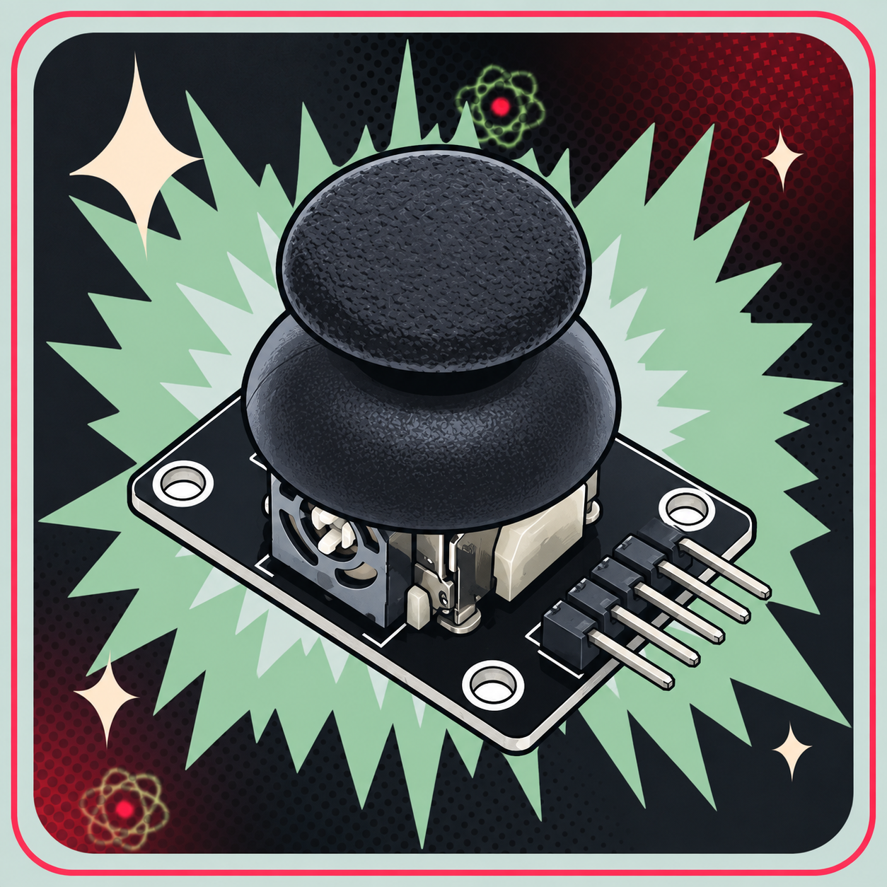 Image of KY-023 Dual Axis Joystick modul med centertryk – eBits retroillustration