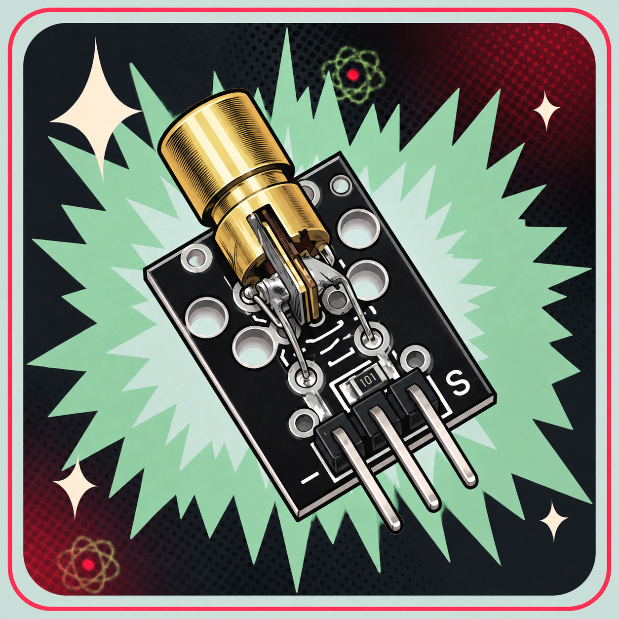 Image of KY-008 Laser sender modul 650nm 5V – eBits retroillustration