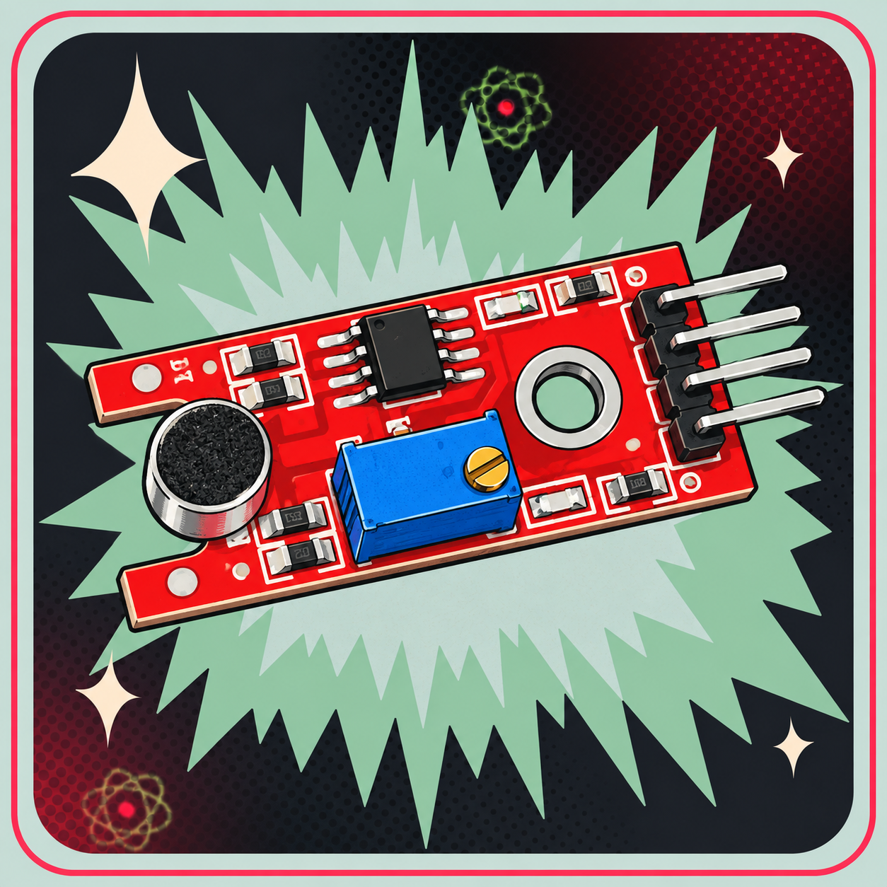 Image of KY-038 Lyd sensor til høje lyde - Med komparator – eBits retroillustration