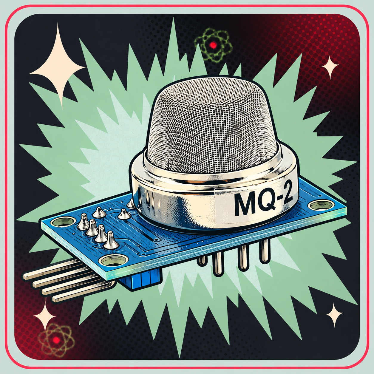 Image of MQ2 Gas- og røgsensor – eBits retroillustration
