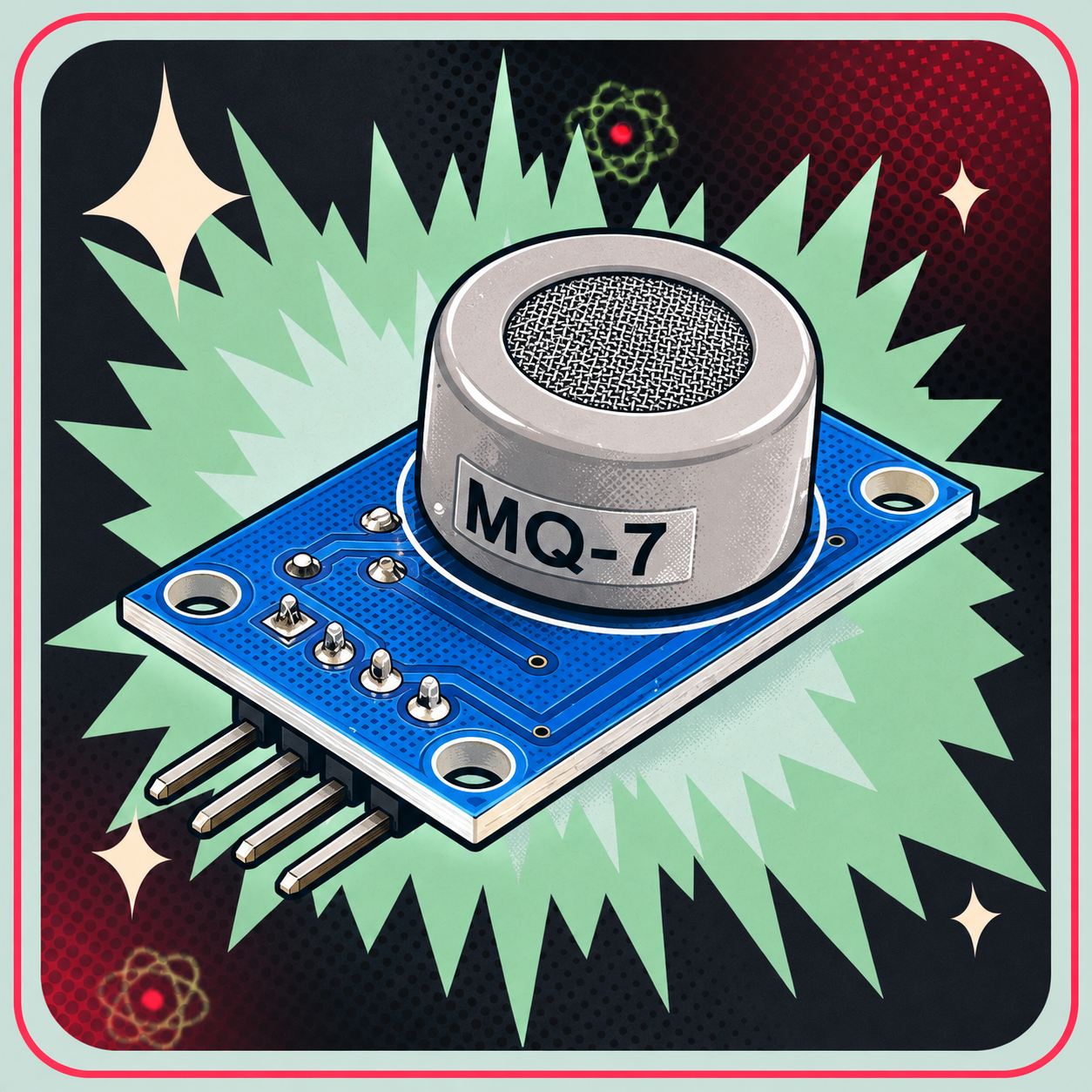 Image of MQ7 Carbon monoxide (kulilte) sensor – eBits retroillustration