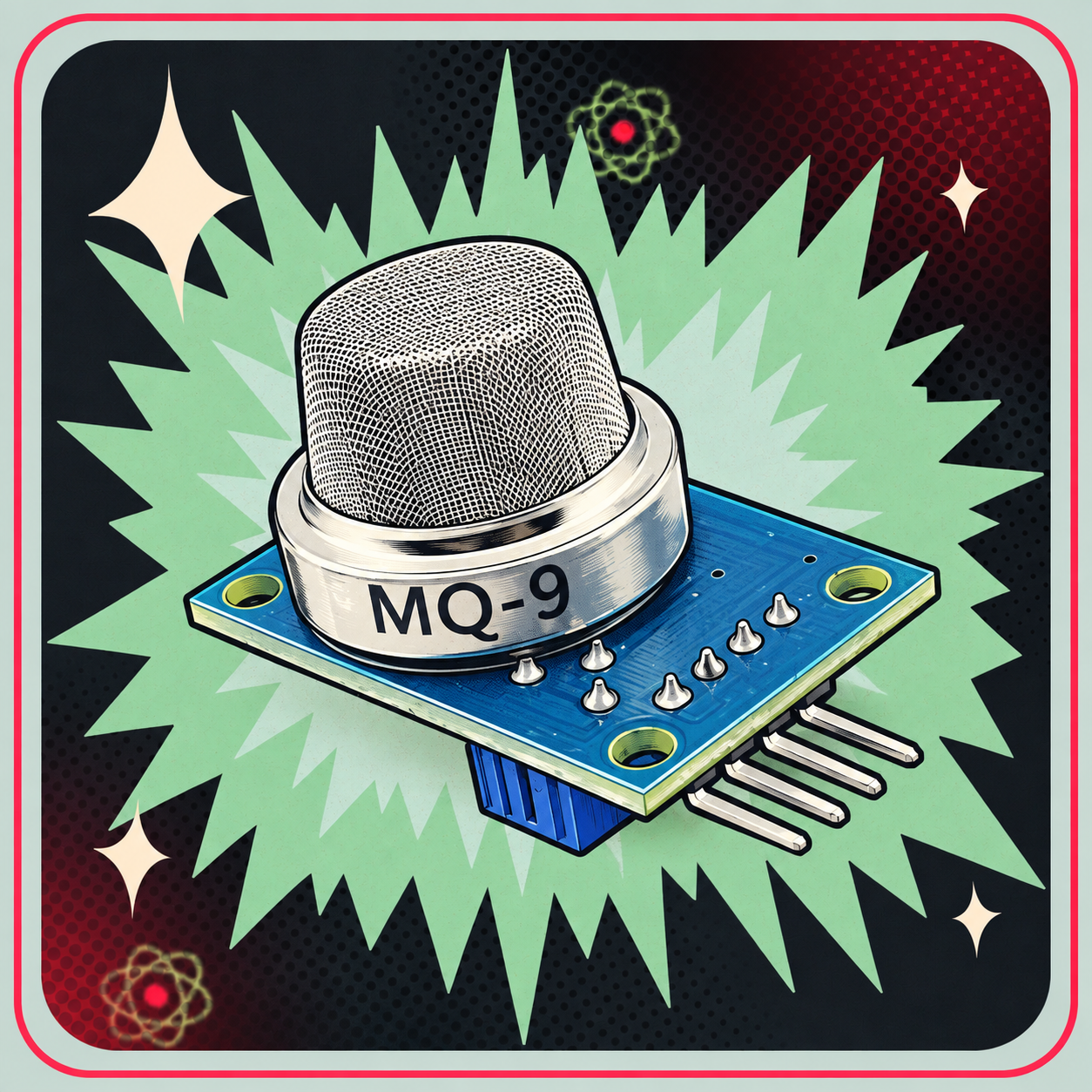 Image of MQ9 Carbon monoxide (kulilte), methan sensor – eBits retroillustration