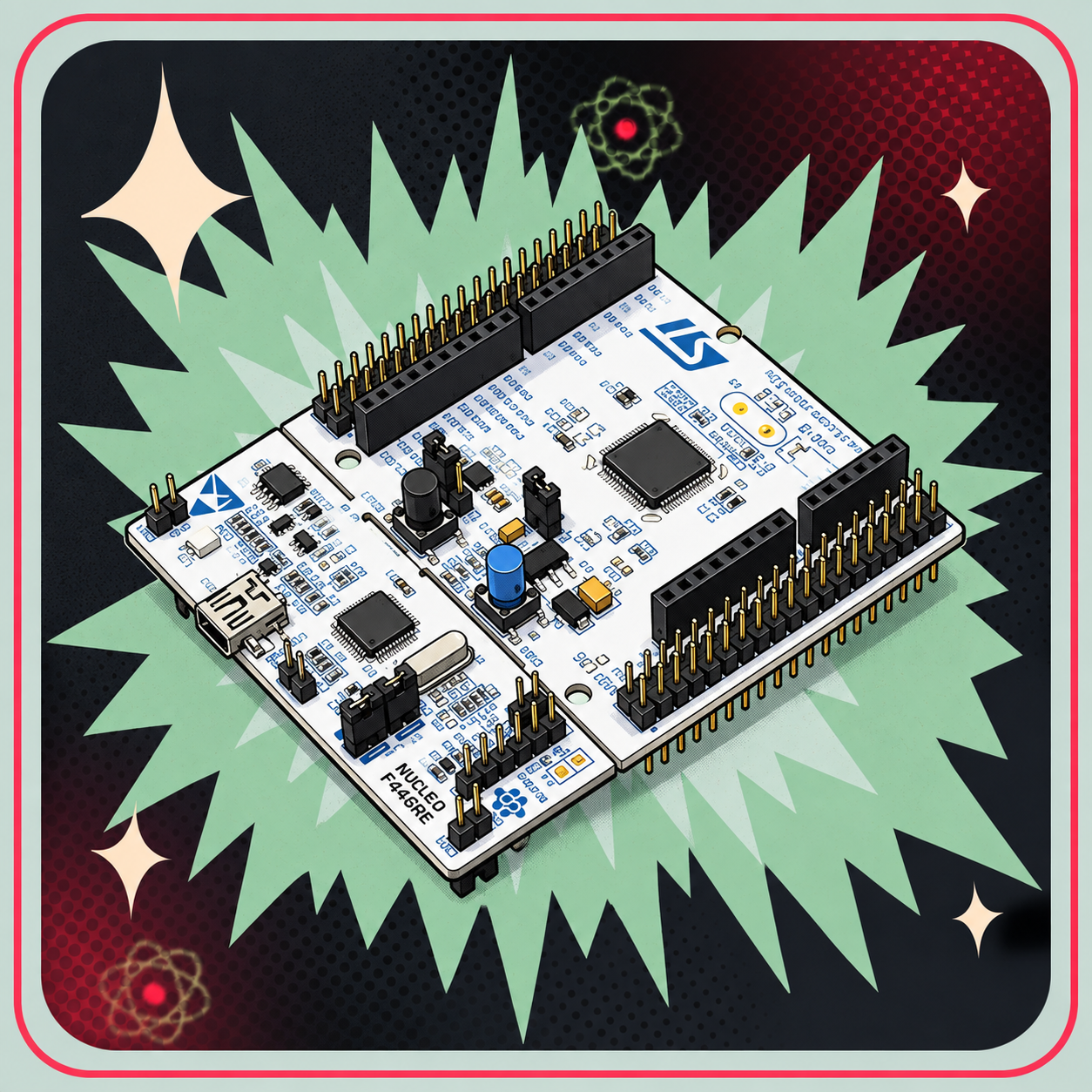 NUCLEO-F446RE STM32 Development Board – eBits retroillustration