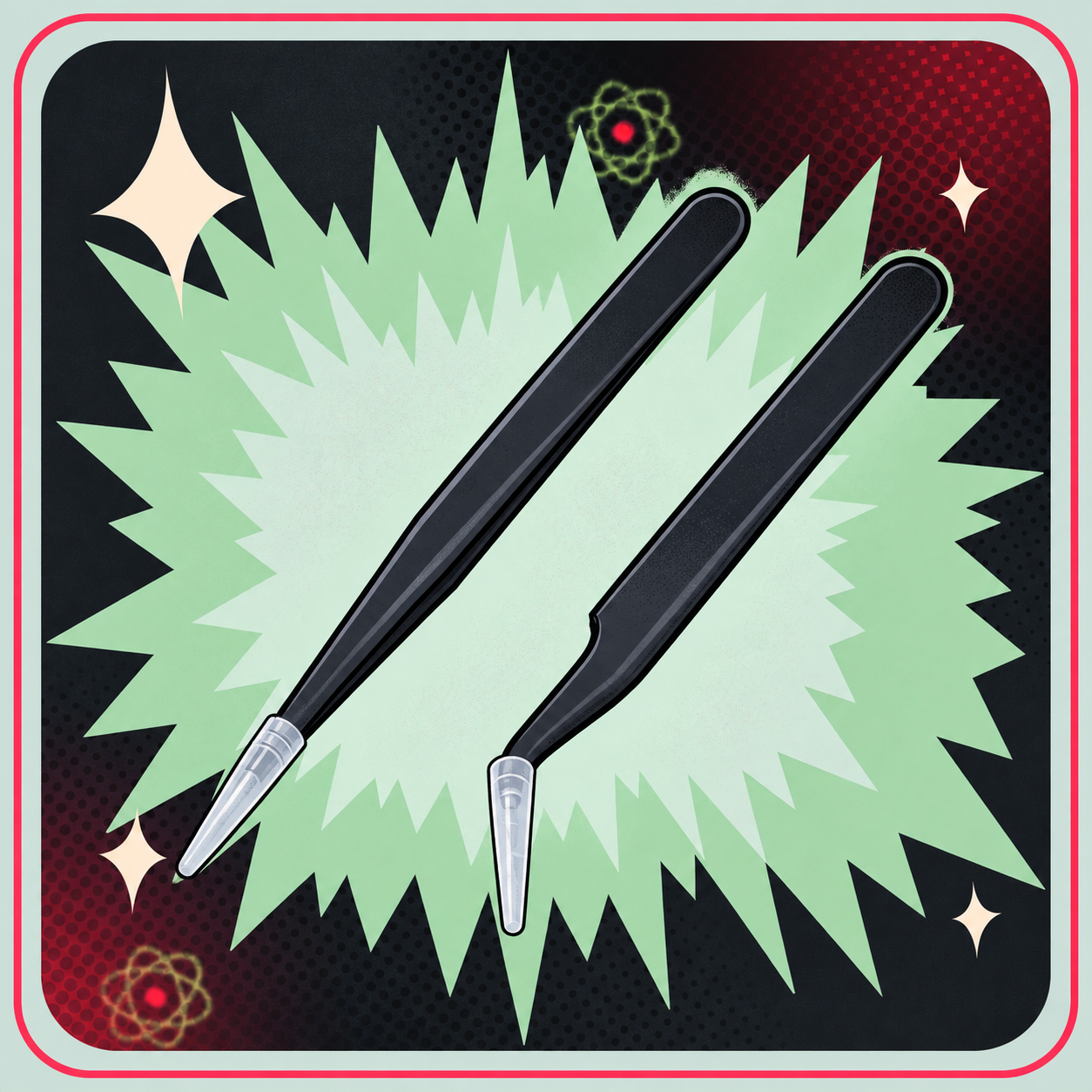 Image of 2 styks antistatiske pincetter, ESD-11 og ESD-15 – eBits retroillustration