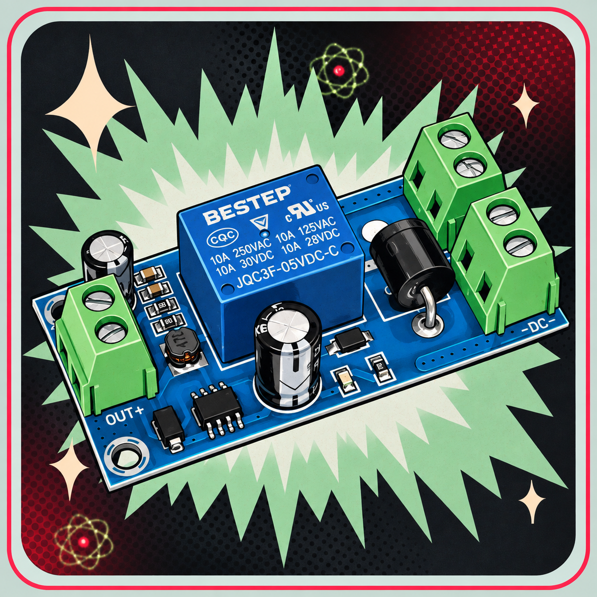 YX850 Strømsvigt Auto Skift Lithium Batteri Modul – eBits retroillustration