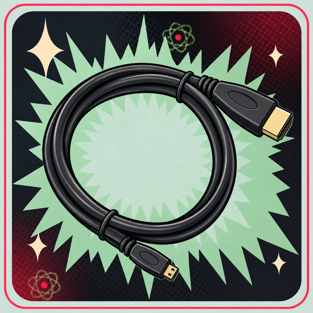 Image of Raspberry Pi 4B micro HDMI to HDMI cable – eBits retroillustration