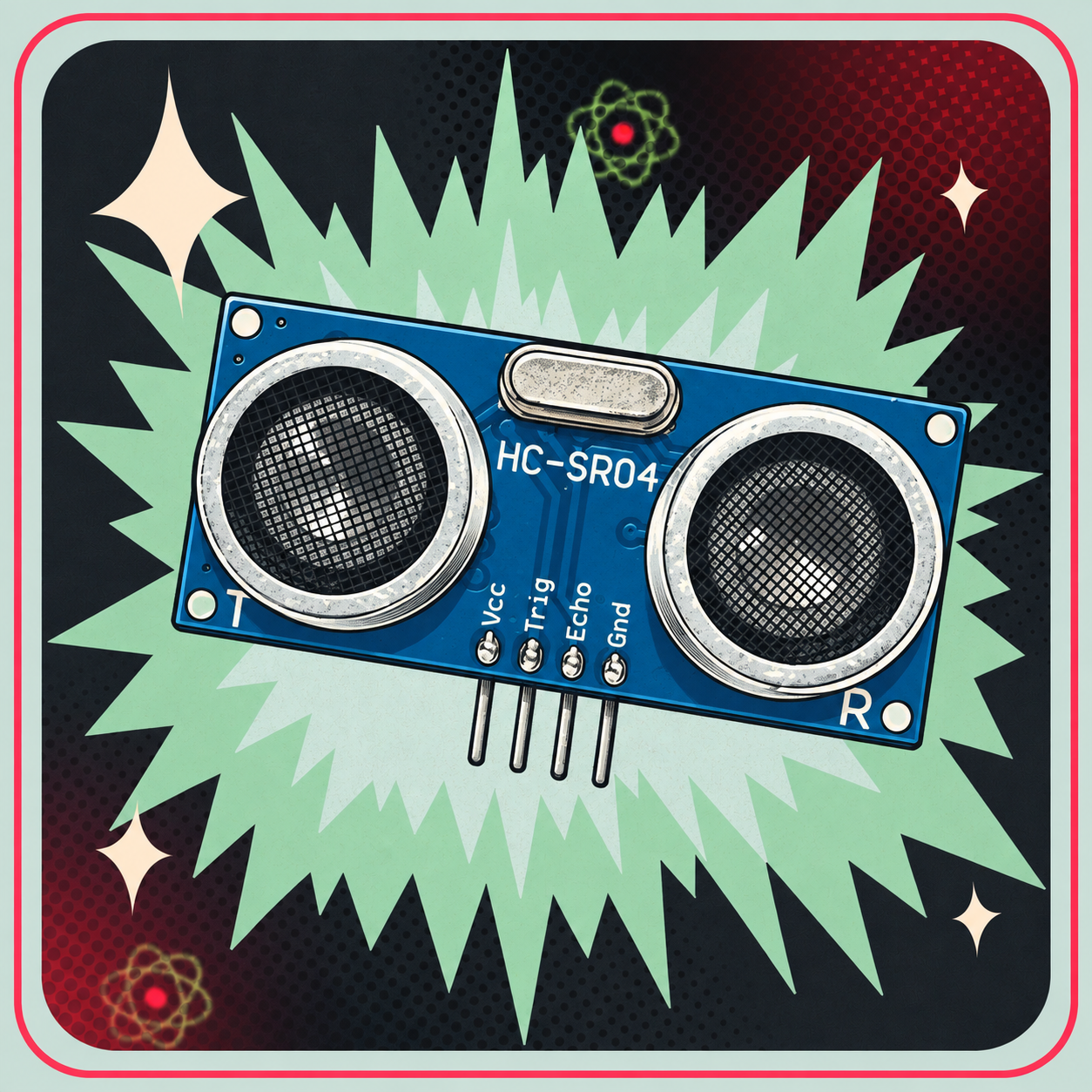 Image of Ultrasonisk afstandssensor HC-SR04 – eBits retroillustration
