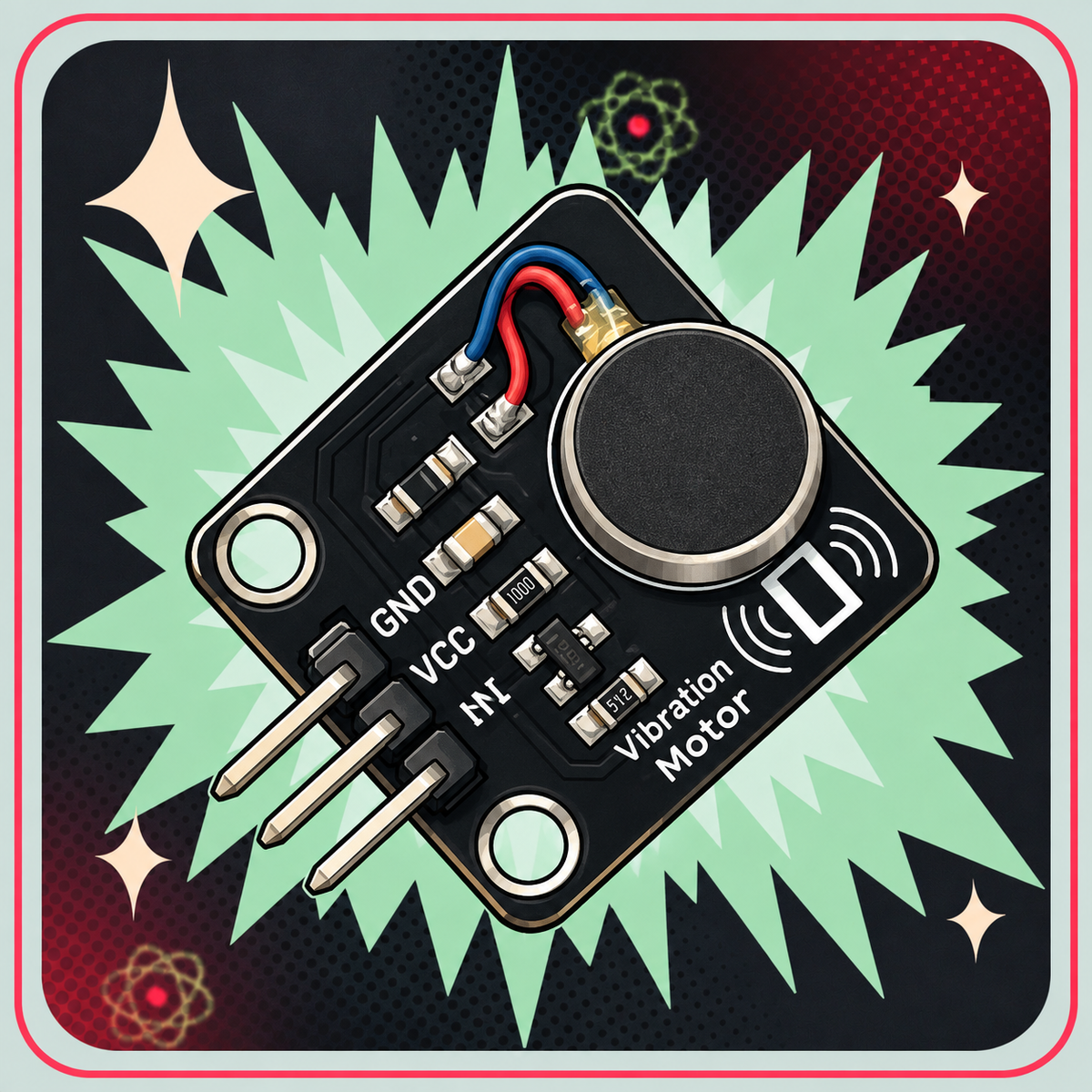 Vibration motor modul – eBits retroillustration