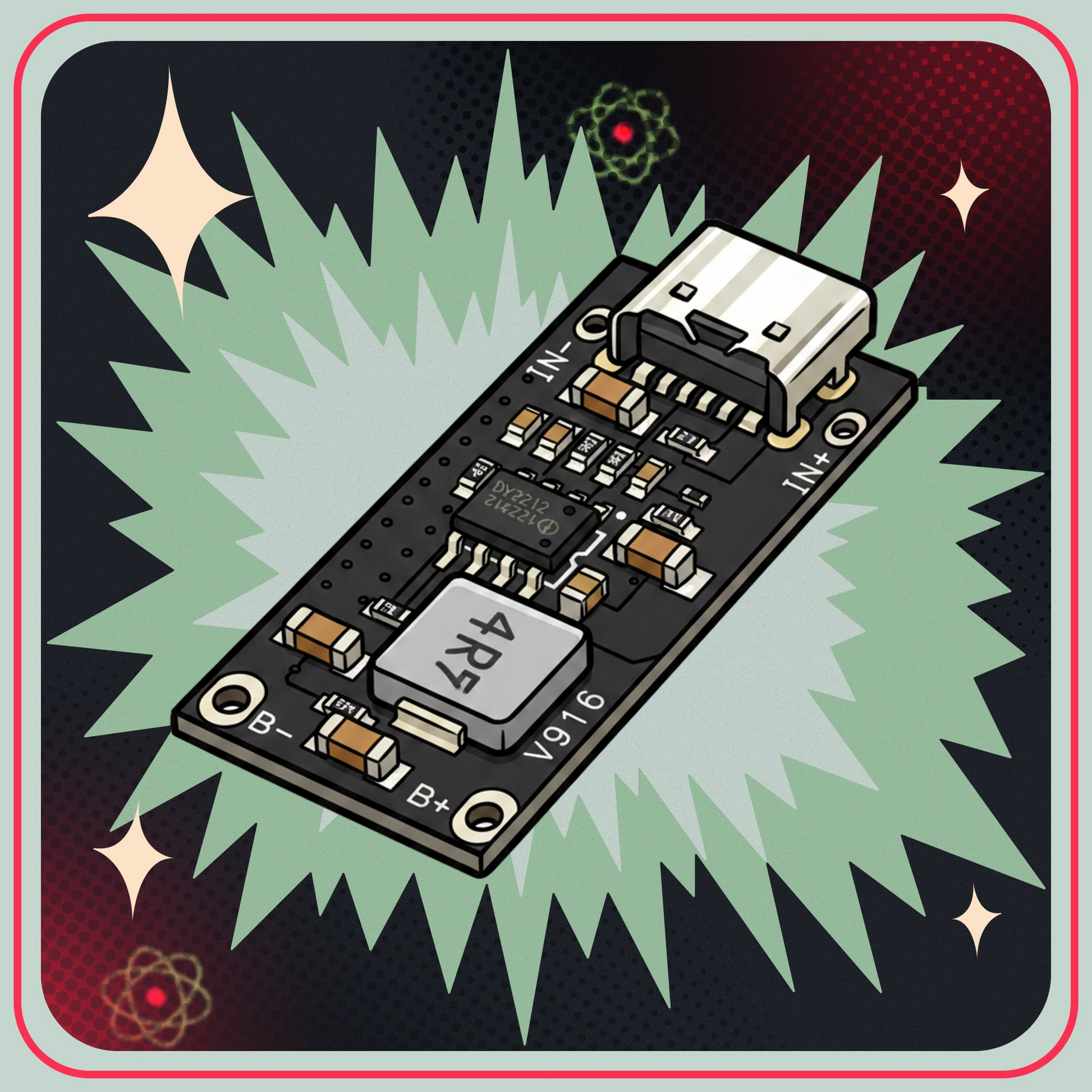 IP2312 Lithium Battery Charger Module 3A med USB C