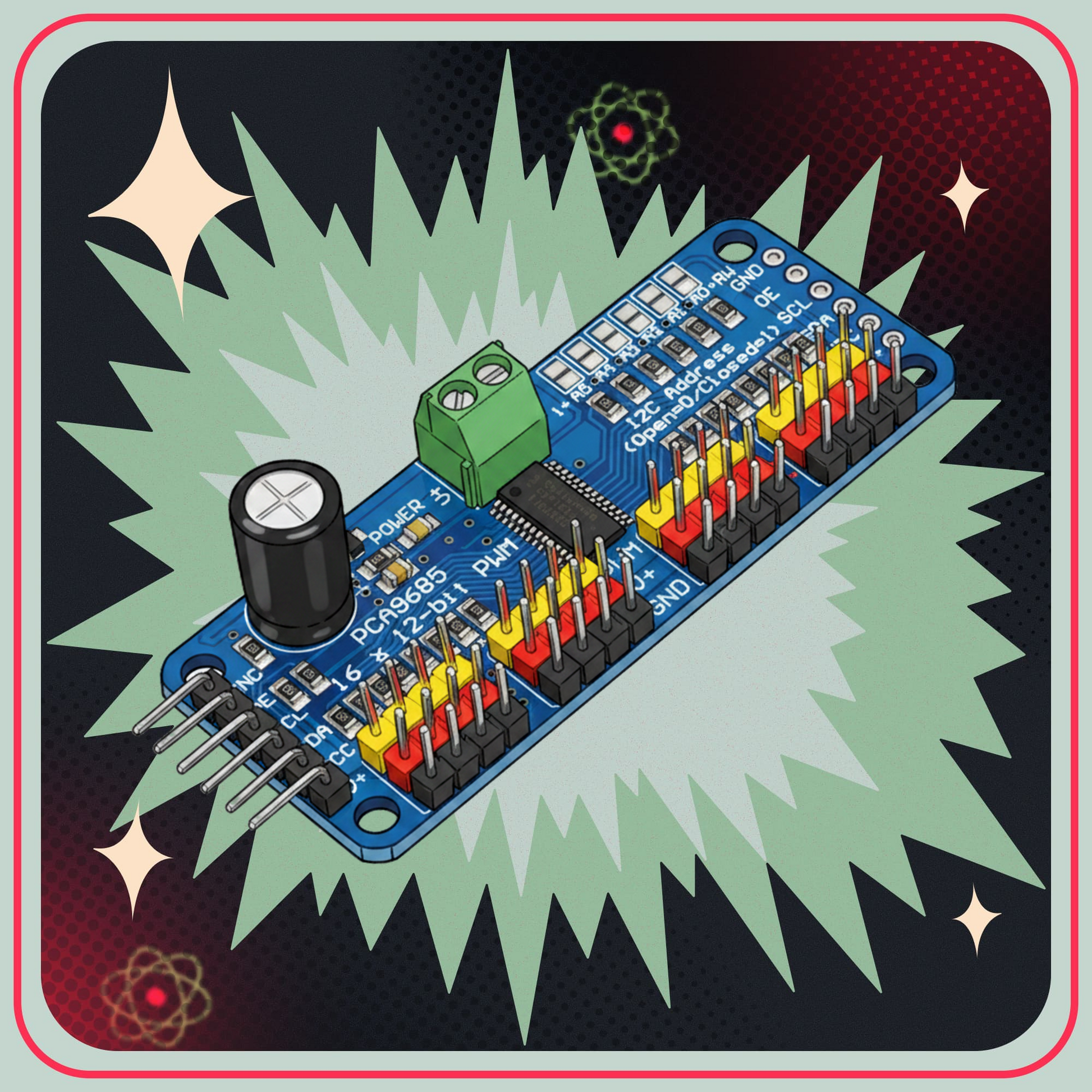 PCA9685 16-kanals PWM Servodrivrutin I2C-modul