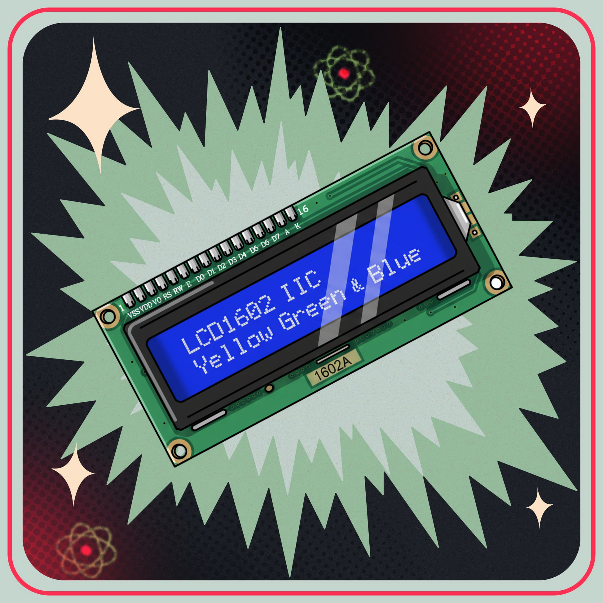 LCD-display 2x16 tecken med I2C-kontroll