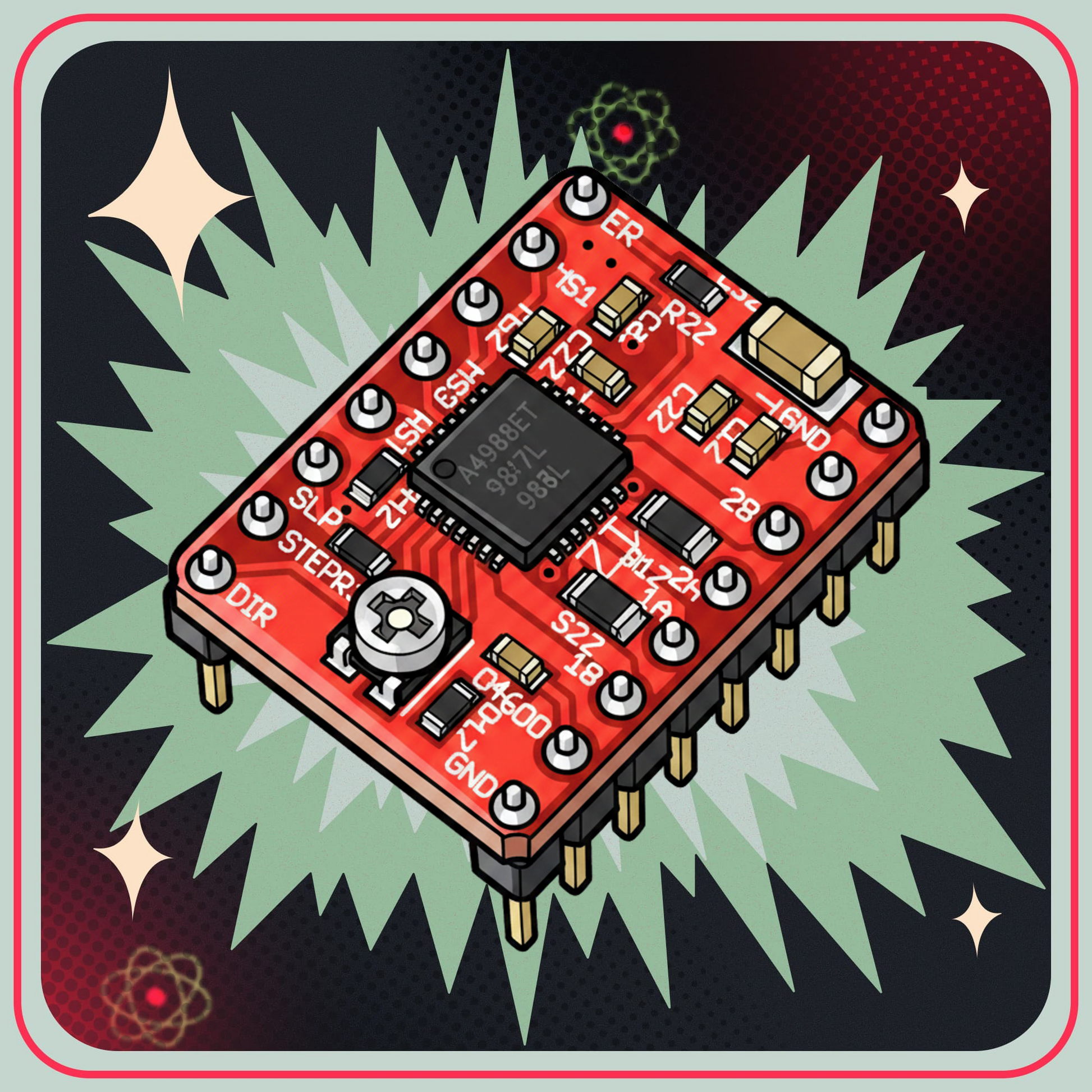A4988 stepper motor driver med kylfläns