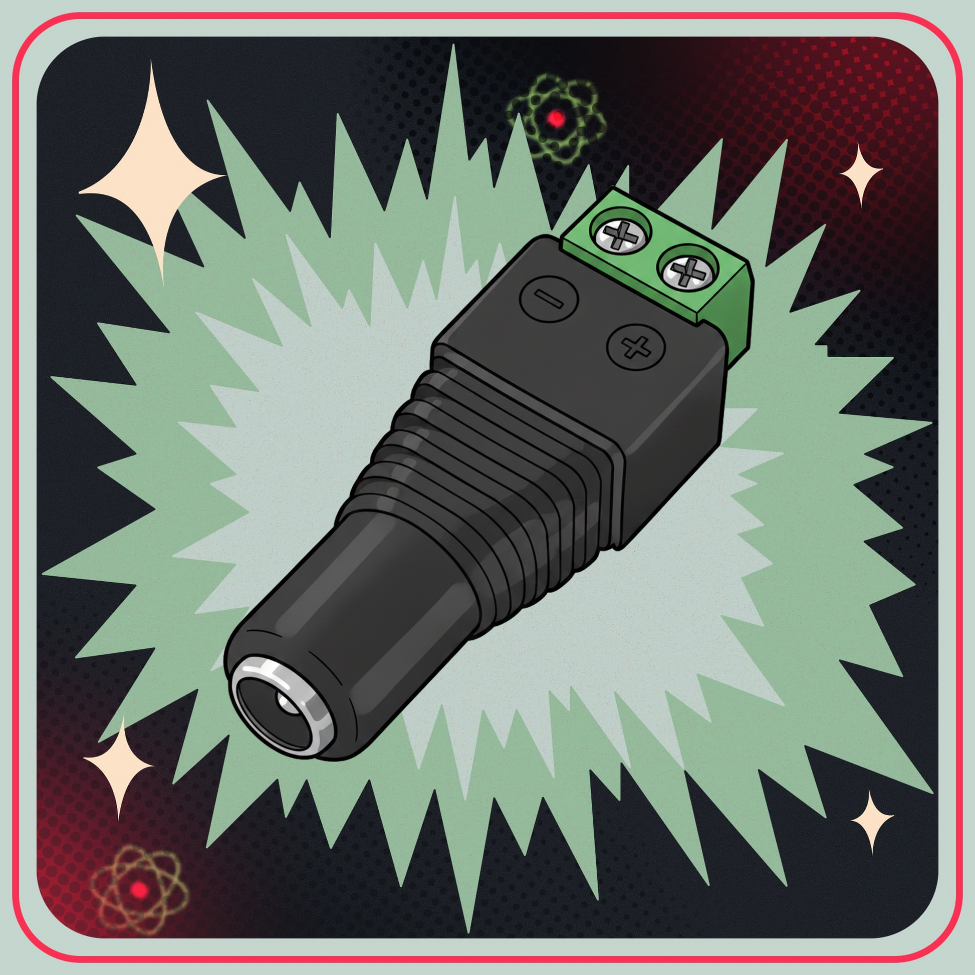 Adapter DC-jack/skruvplint, hona 2,1 x 5,5 mm