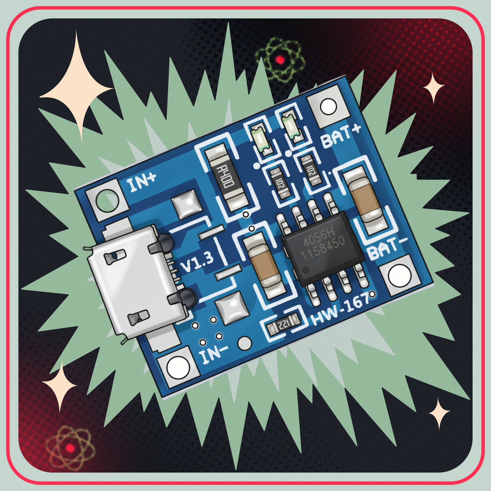 LiPo batteriladdare TP4056 - 5V 1A micro USB