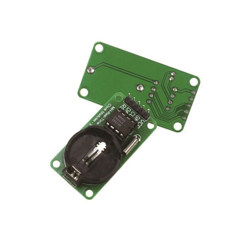 To DS1302 Real time clock, en viser forsiden og en viser bagsiden