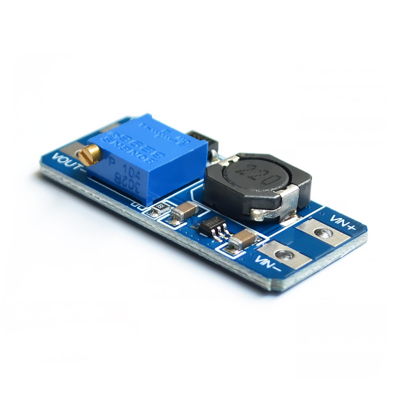 Siden af MT3608 DC-DC step up konverter