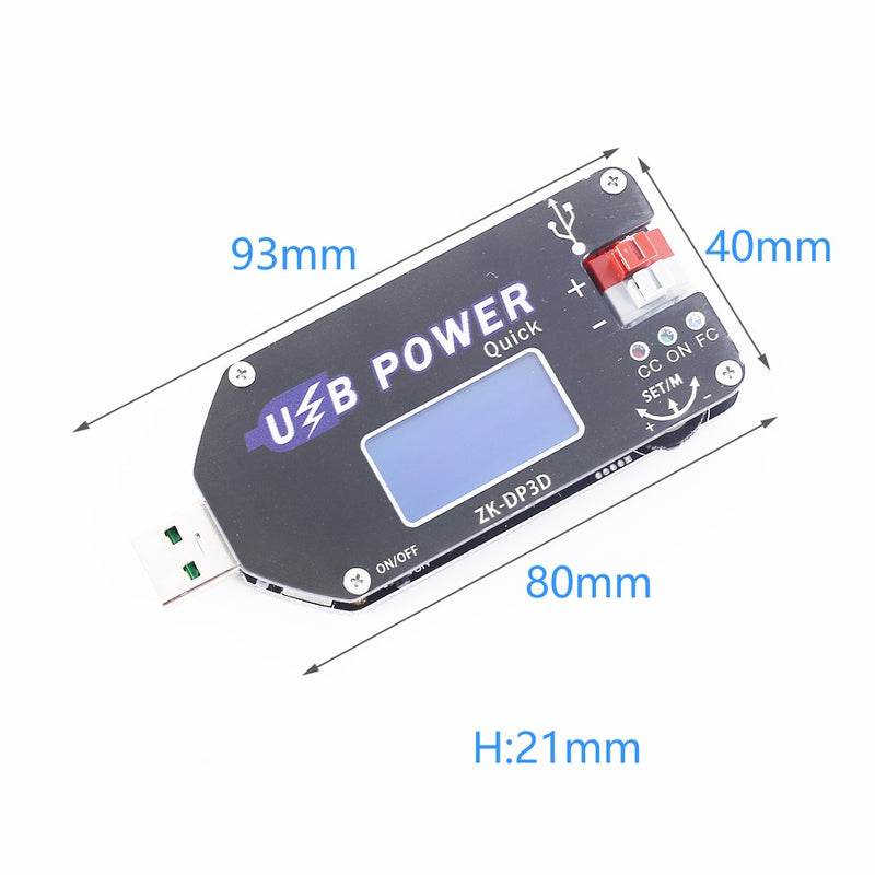 ZK-DP3D Strømforsyning USB drevet med Dimensioner