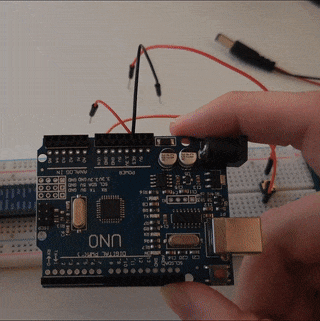 Eksempel på tilslutning af Arduino Uno R3 med LED