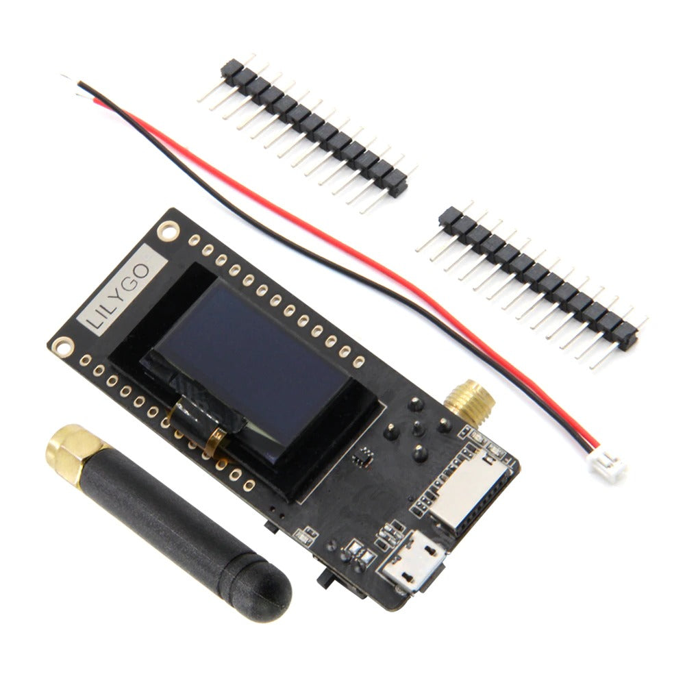 1x LILYGO TTGO LoRa32 V2.1.6 Modul 1x JST 2pin 1.25mm kabel 1x Antenne 2x Pins