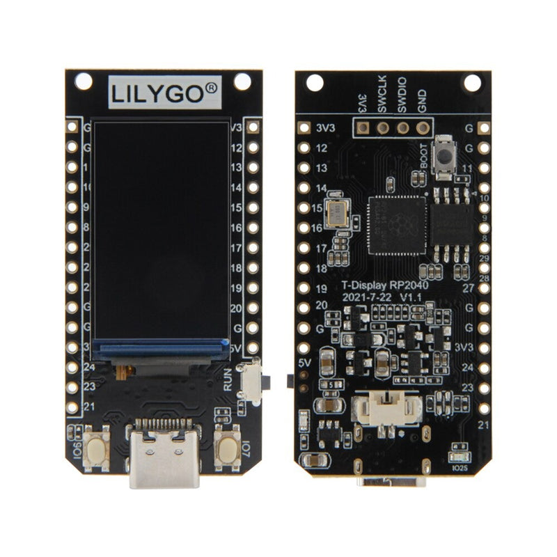 forsiden og bagsiden af LILYGO T-Display RP2040