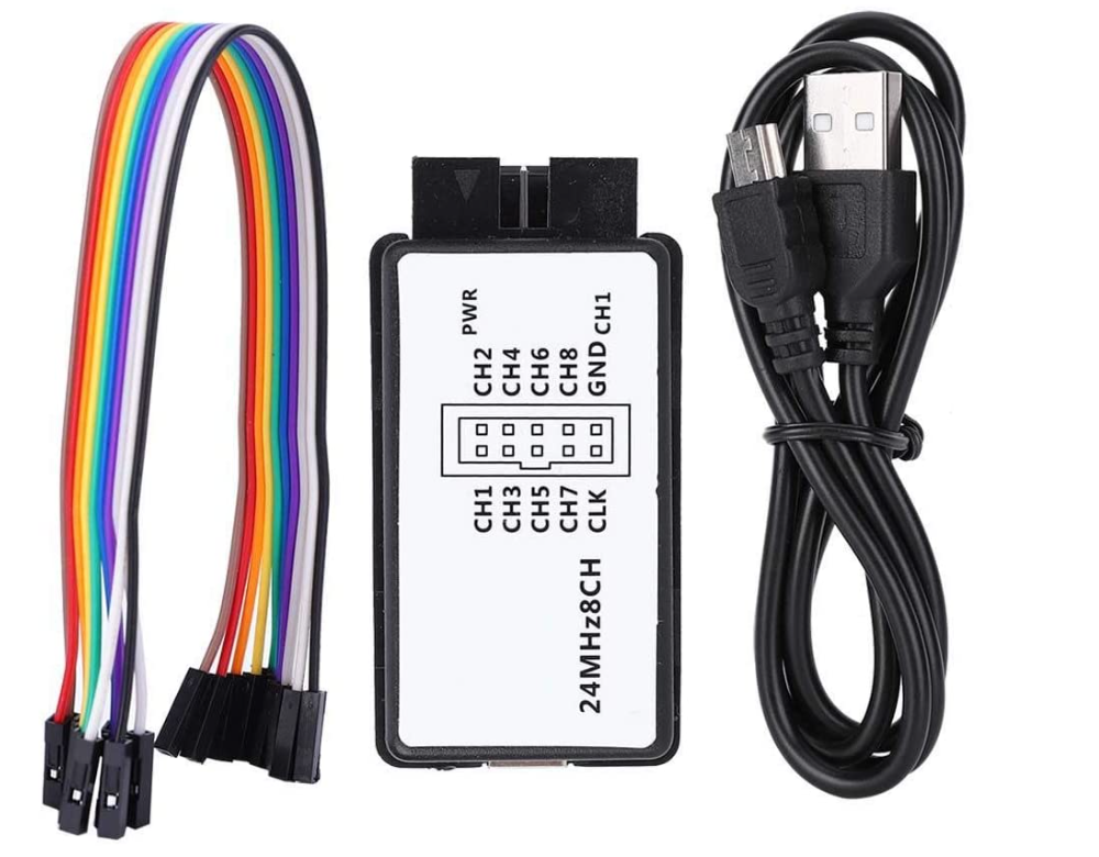 Image of en Logic analyser, en USB kabel, 10 stk dupont kabler