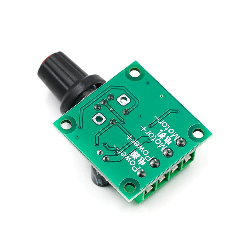 Image of bagsiden af et PWM DC Motor Speed controller modul, der vender mod venstre
