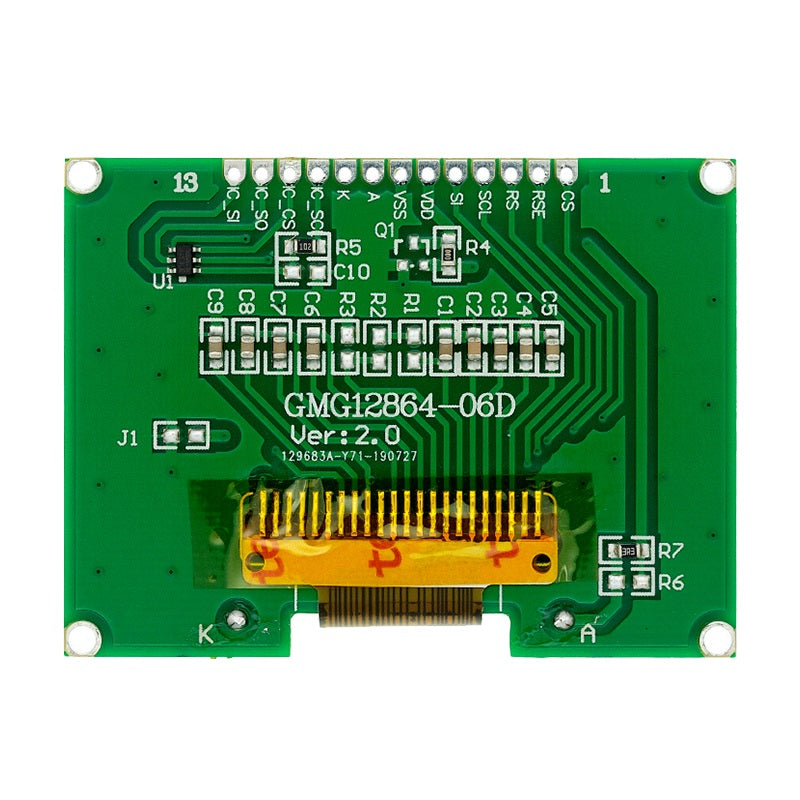 bagsiden af 2.7" LCD display 128x64 pixels